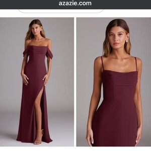 Azazie Burgundy Off-Shoulder Wedding Dress